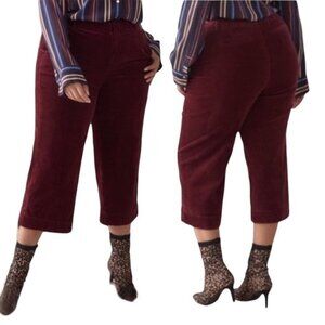 Addition Elle Cropped Corduroy Pant US 14 Red Wine
